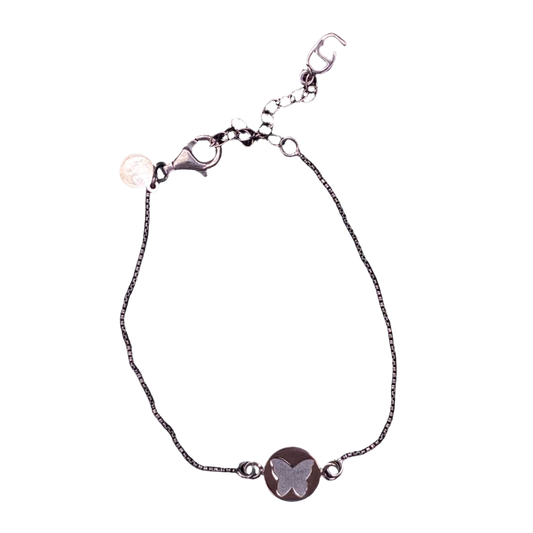 CU jewellery butterfly coin bracelet, black