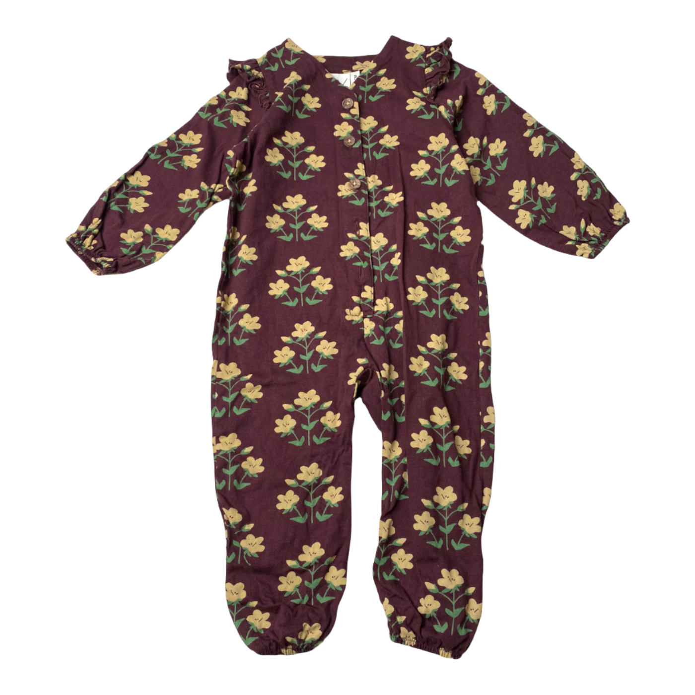 Mainio button jumpsuit, flowers | 74/80cm