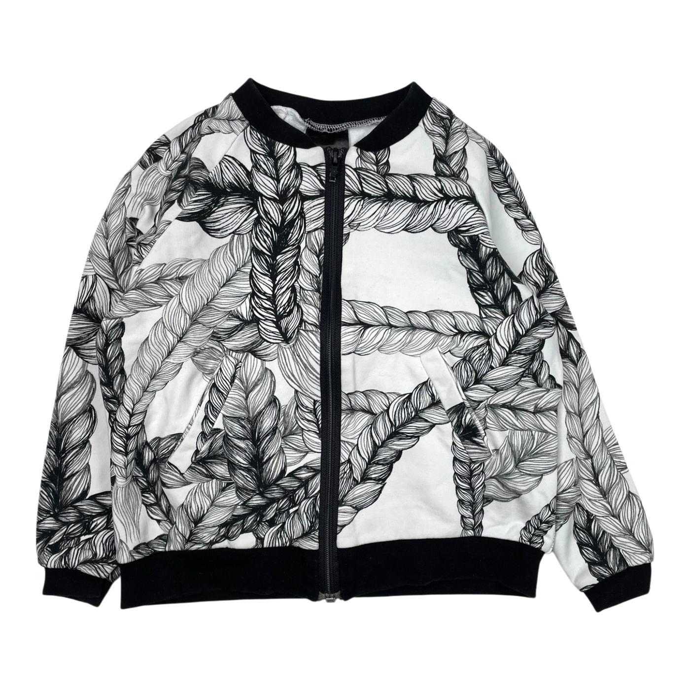 Vimma bomber letti sweat jacket, white/black | 120cm