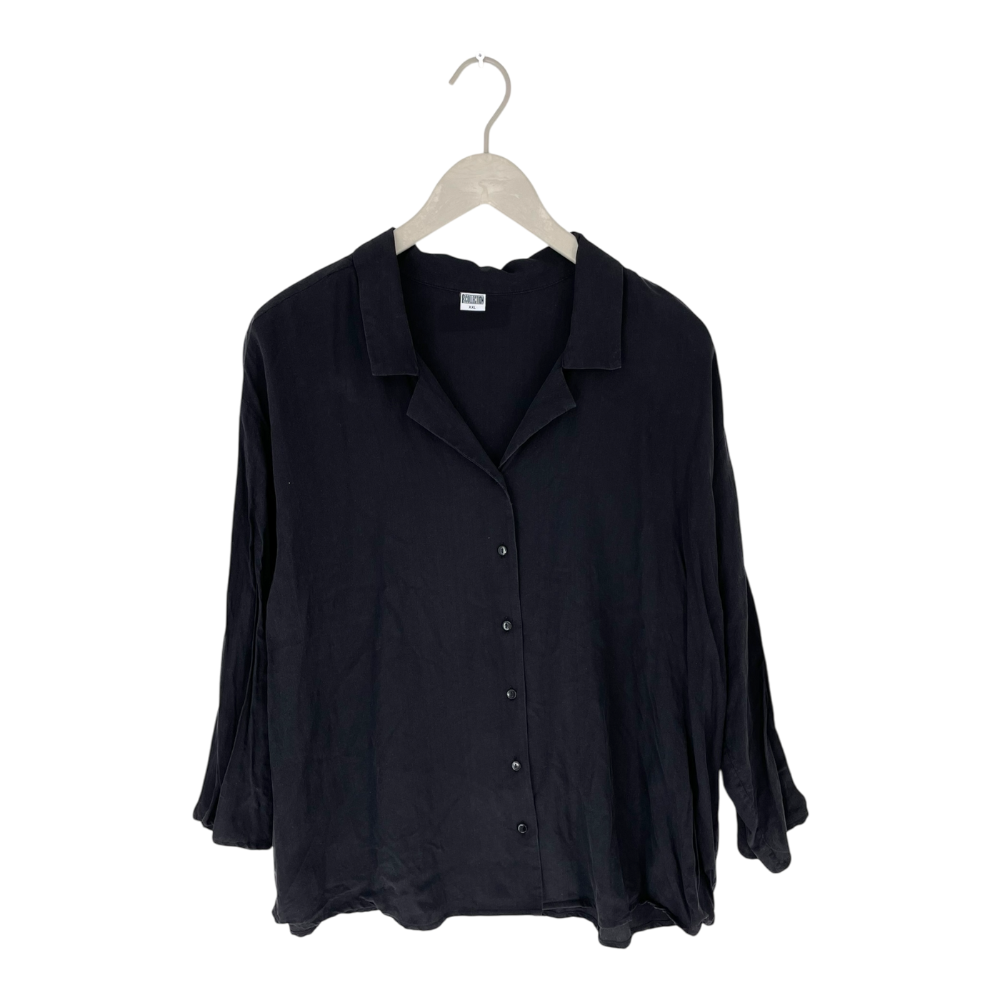 R-Collection silk shirt, black | woman XXL