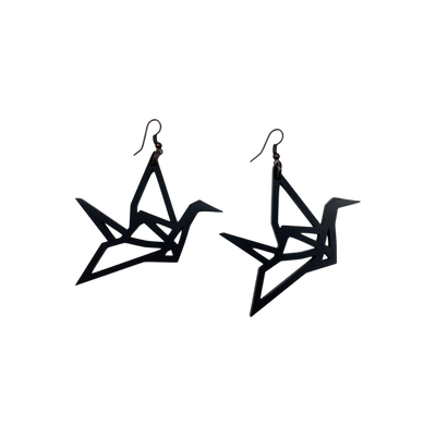 Yo Zen swan earrings, black