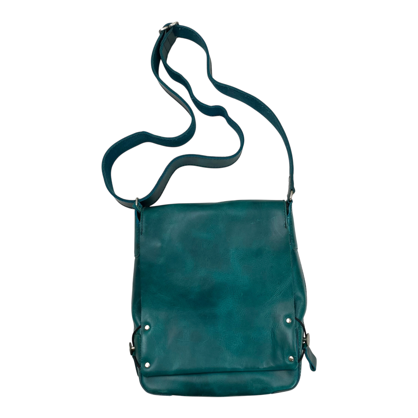 Harold's Bags leather messenger bag upend small, turquoise