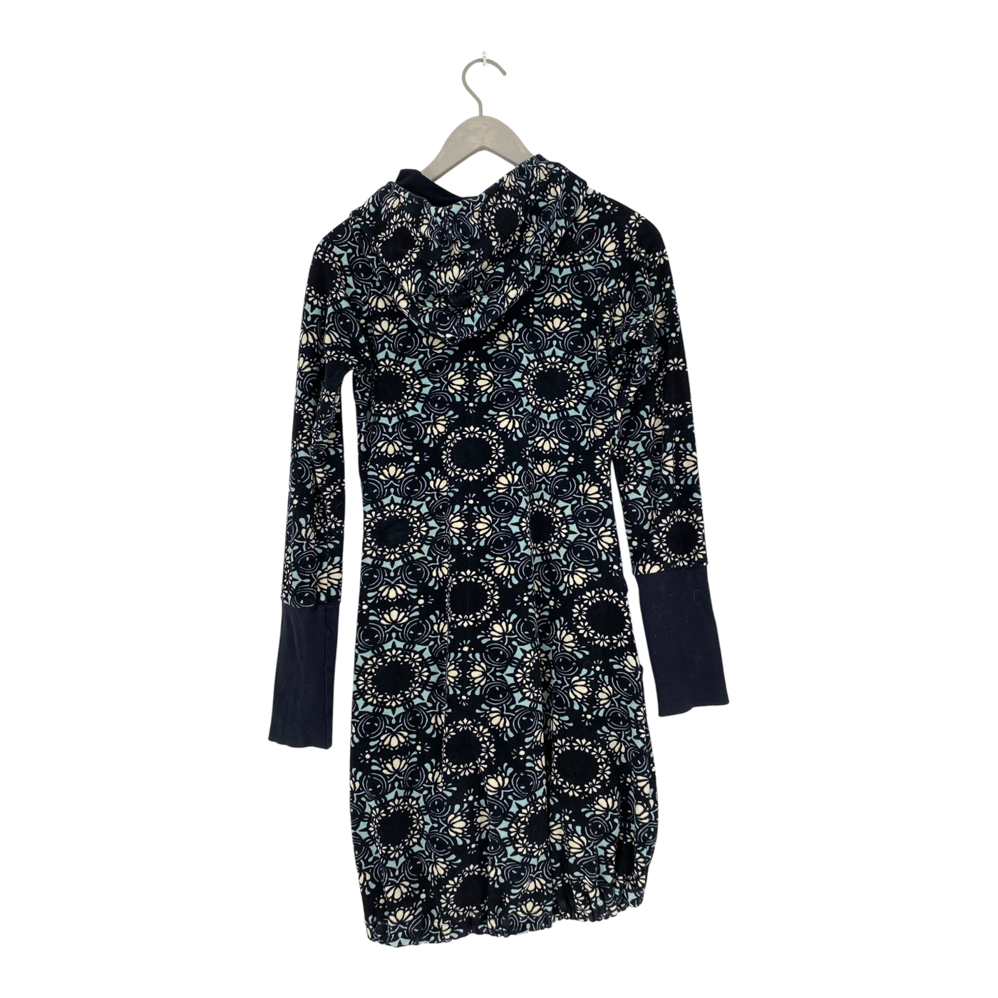 Ommellinen terry hoodie tunic, flowers | woman M