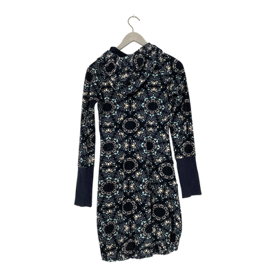 Ommellinen terry hoodie tunic, flowers | woman M