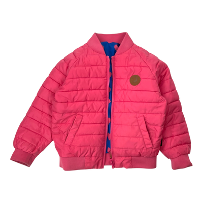 Mini Rodini reversible insulator jacket, pink hearts | 104/110cm