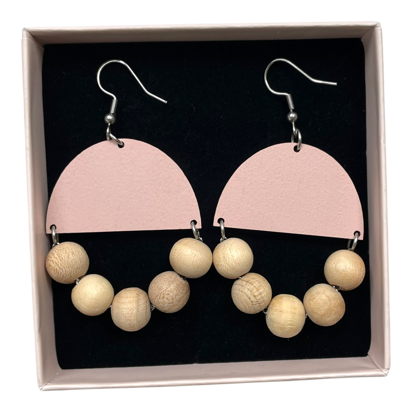 Maanantaimalli huvitella earrings, pink/wood | onesize