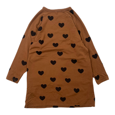 Mini Rodini dress, brown hearts | 104/110cm