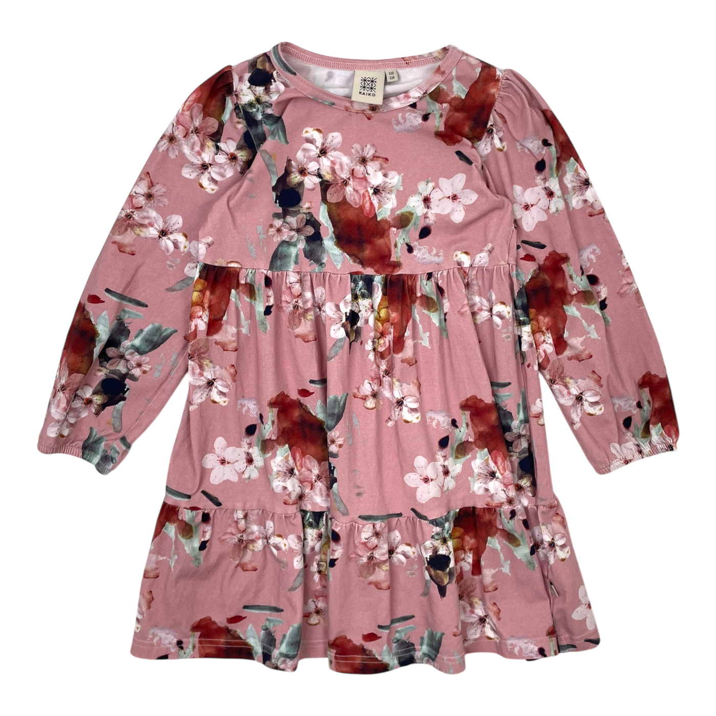 Kaiko frill puffy dress, pink blossom | 110/116cm
