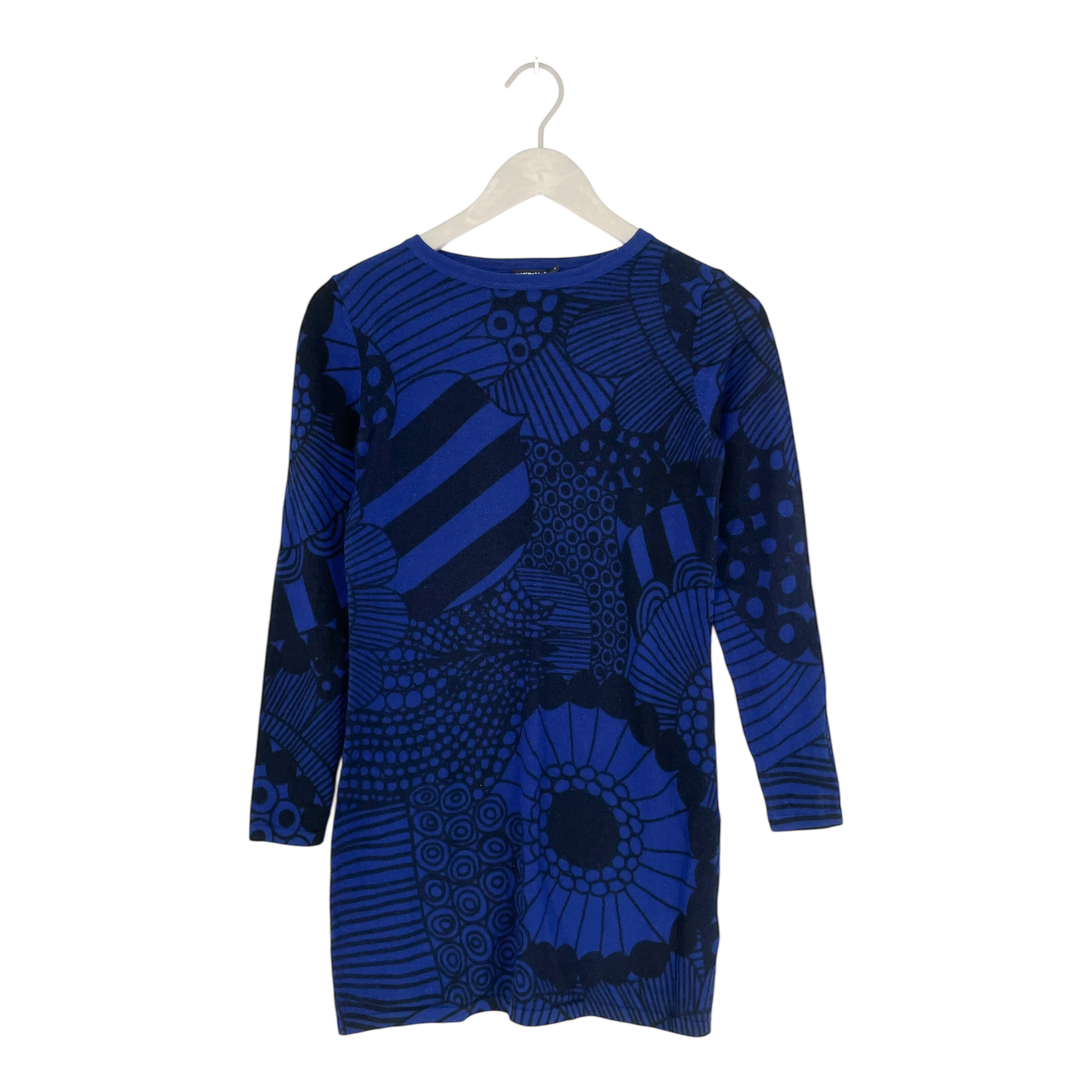 Marimekko huvila fine knit wool tunic, blue flowers | woman S