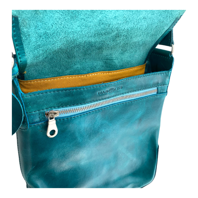 Harold's Bags leather messenger bag upend small, turquoise