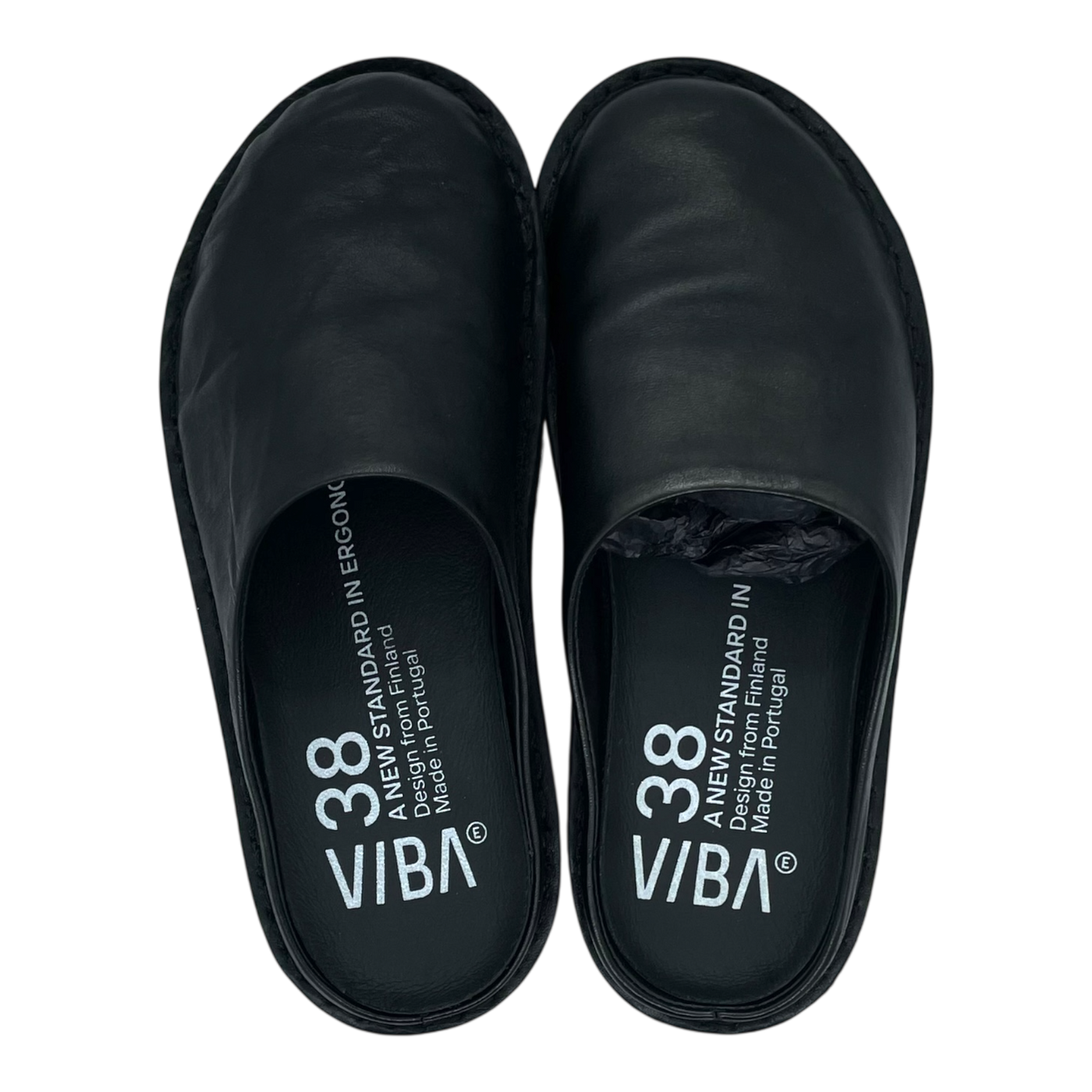 VIBAe Roma leather slippers, preto black | 43