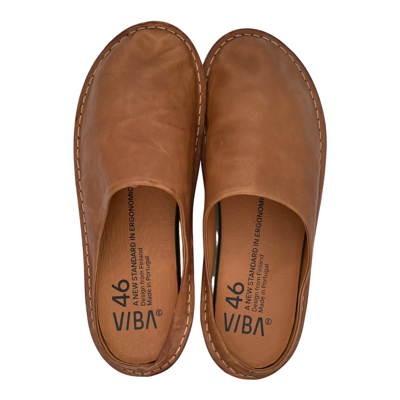 VIBAe Roma leather slippers, cognac brown | 46