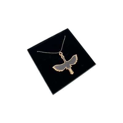 Yo Zen crane plywood necklace, black
