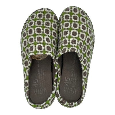 VIBAe Roma wool slippers, green/brown | 45
