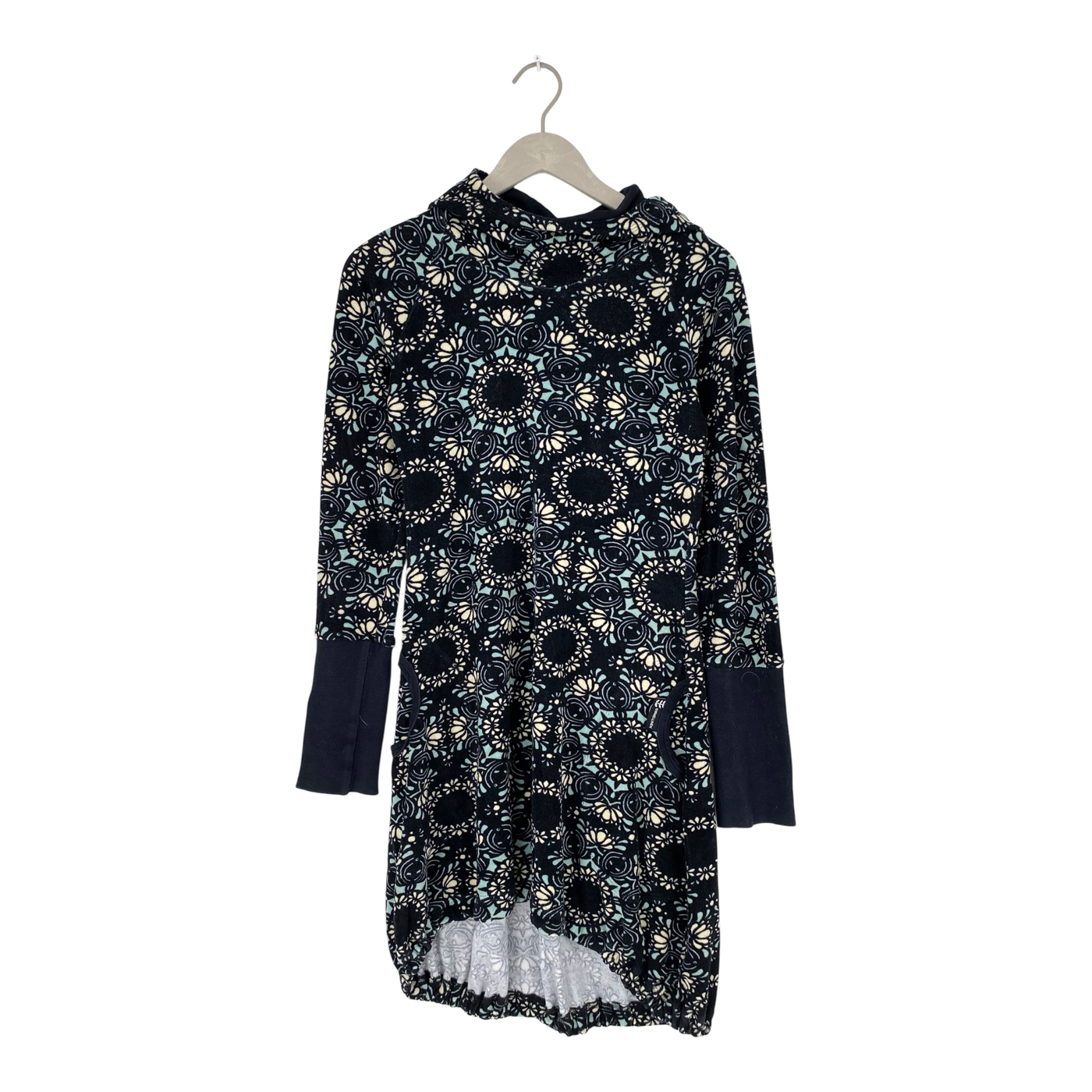 Ommellinen terry hoodie tunic, flowers | woman M