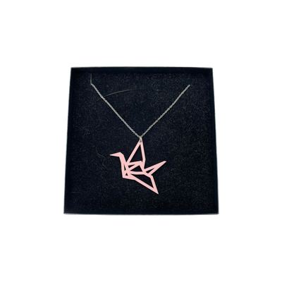 Yo Zen origami swan necklace, pink