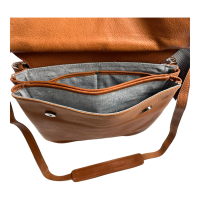 Harold's Bags charcoal smooth backpack, cognac