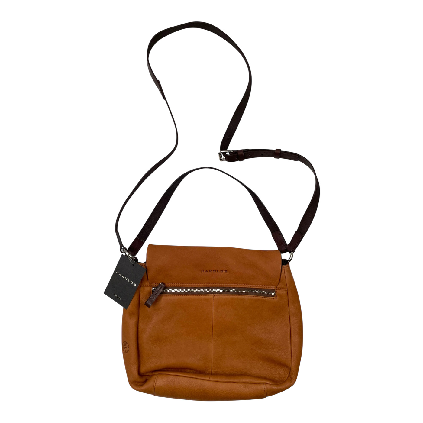 Harold's Bags leather handbag double, cognac brown