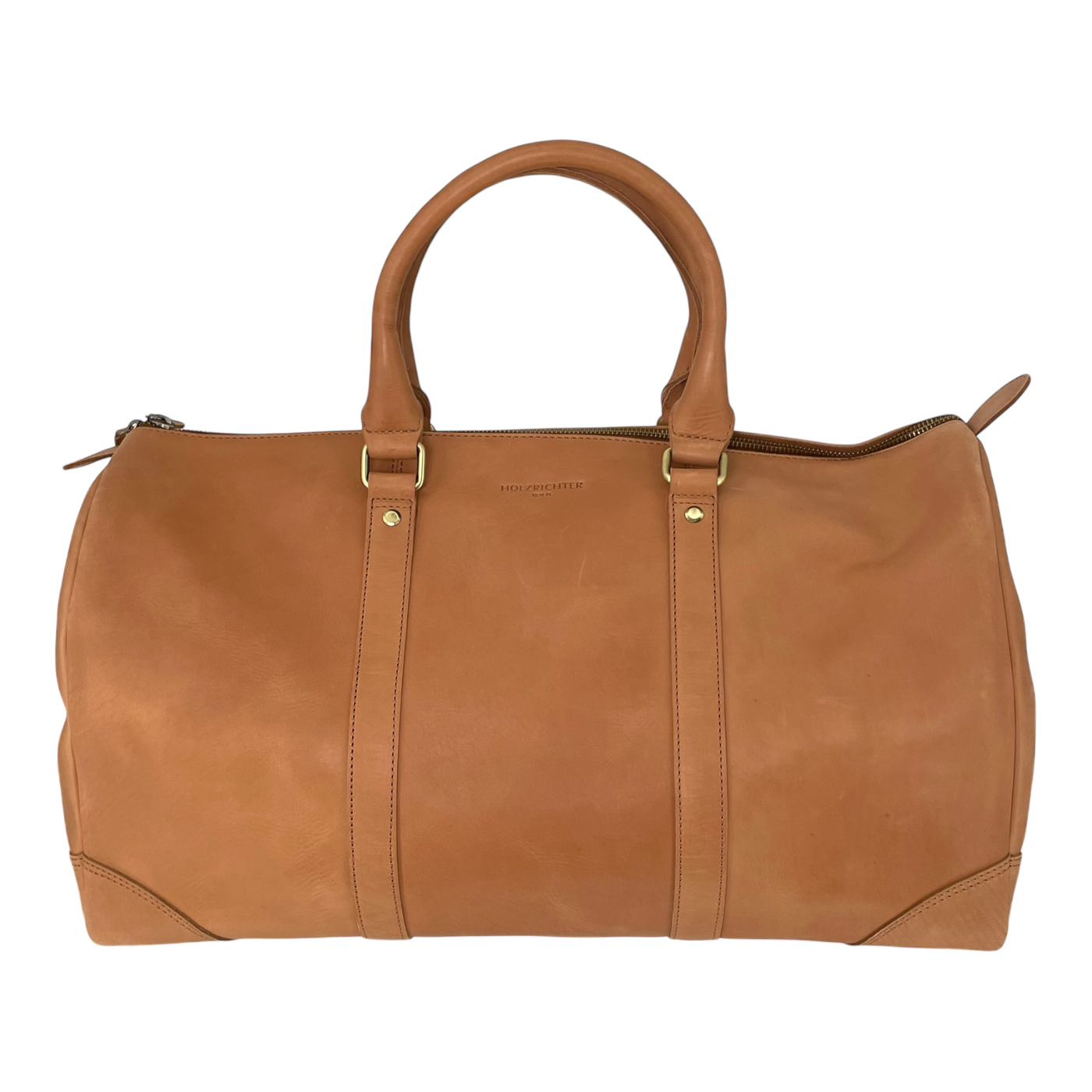Holzrichter leather weekender duffel bag, caramel