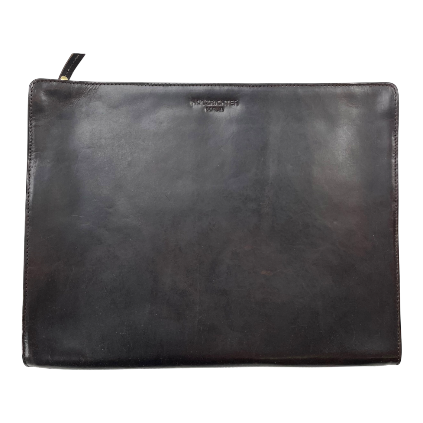 Holzrichter leather laptop sleeve, cocoa brown