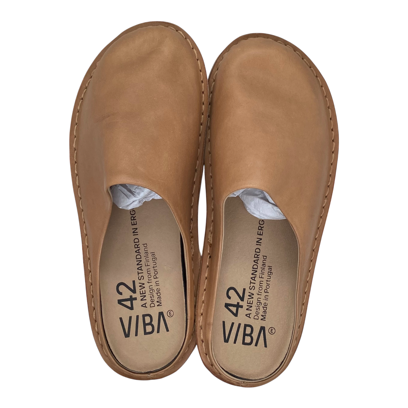 VIBAe Roma leather slippers, fawn tan | 42