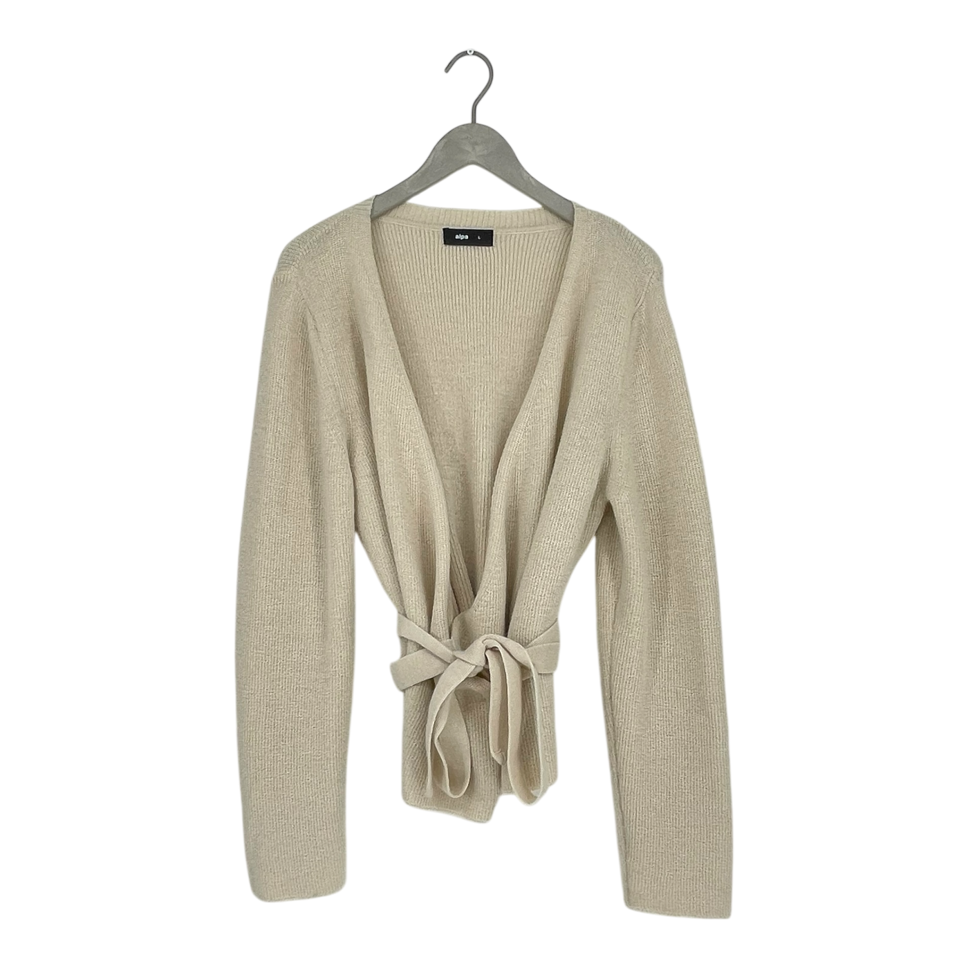Alpa knit wrap sweater, white | woman L