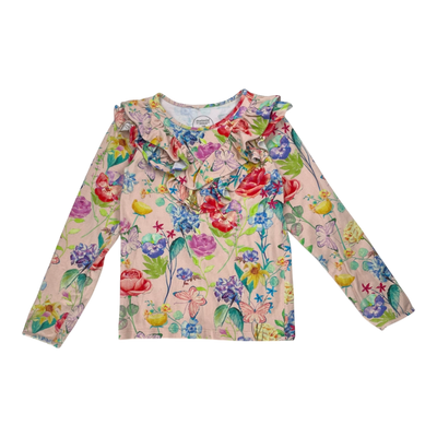 Metsola frilla shirt, flowers | 140cm