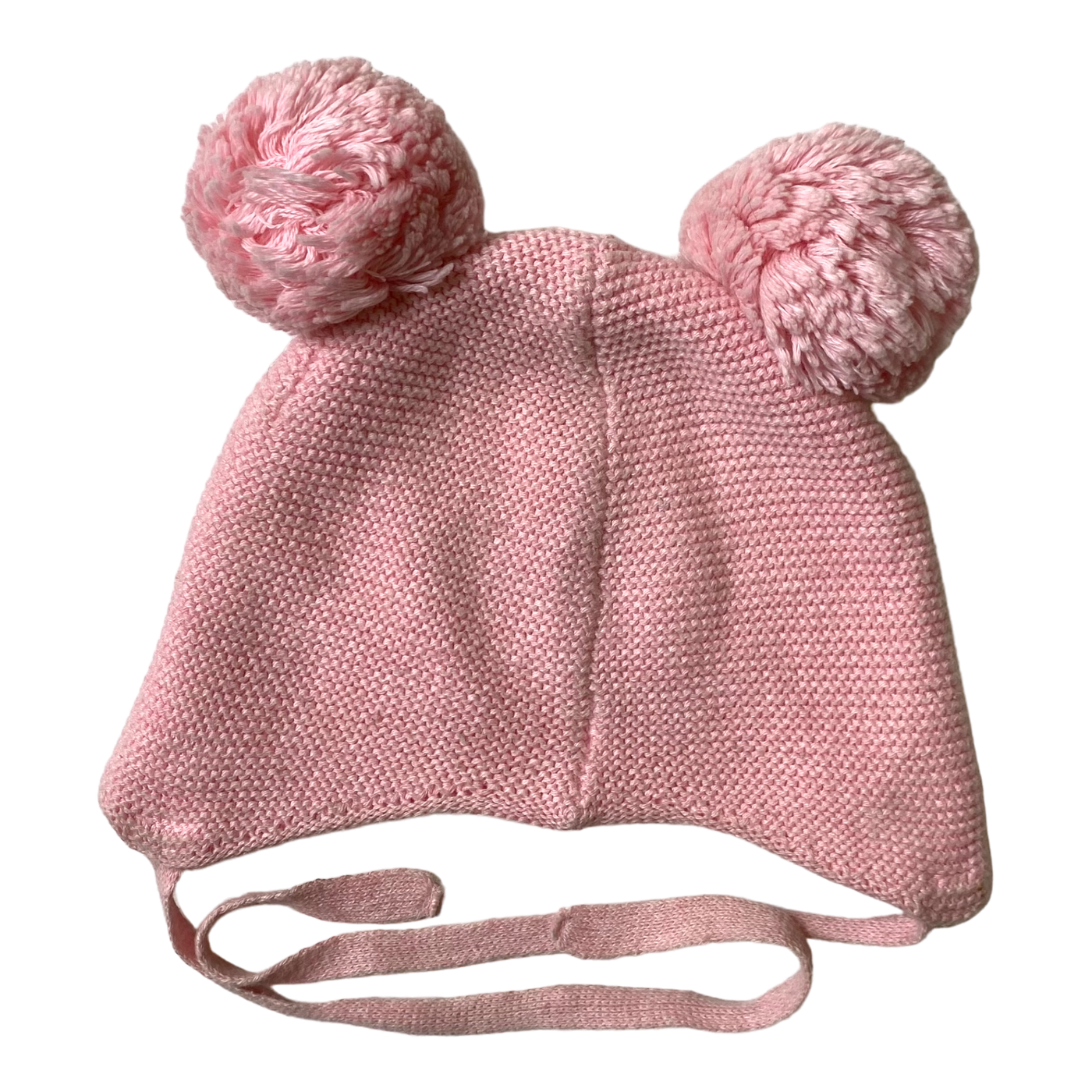 Metsola knitted cotton beanie with poms, pink | 6-12m
