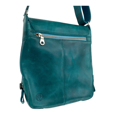 Harold's Bags leather messenger bag upend small, turquoise