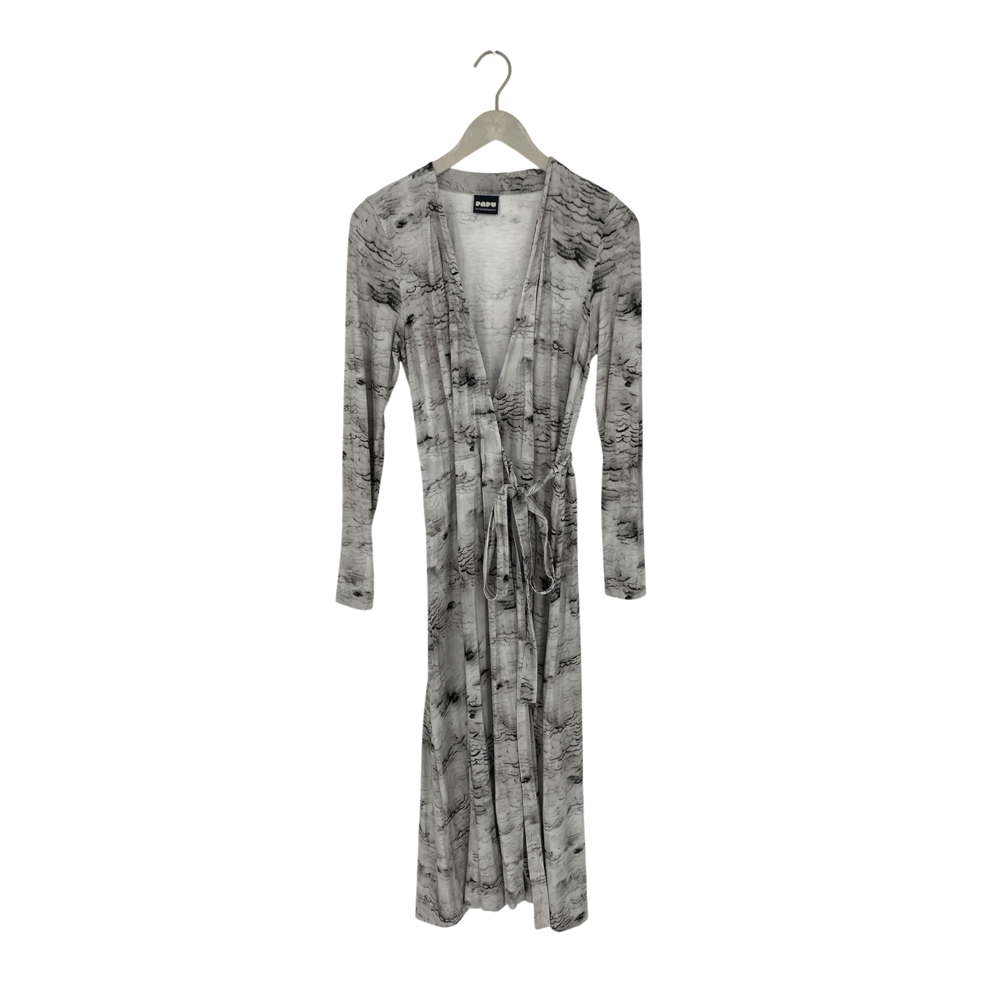 Papu belted wrap dress, grey print | woman S