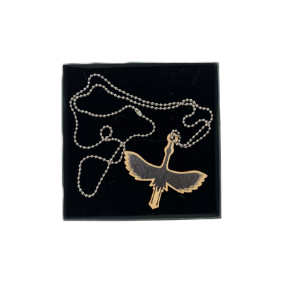 Yo Zen crane plywood necklace, black