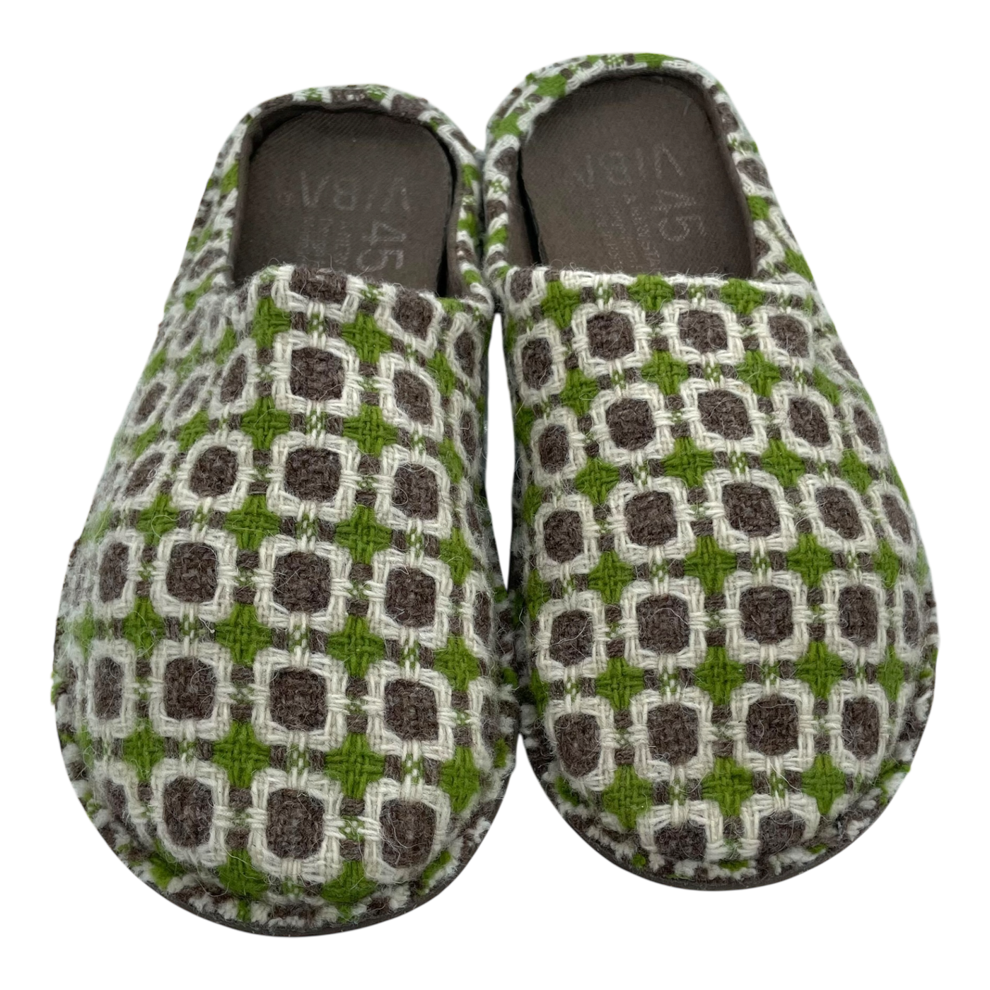 VIBAe Roma wool slippers, green/brown | 45