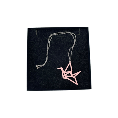 Yo Zen origami swan necklace, pink