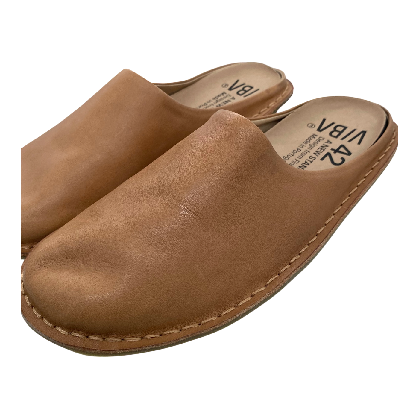VIBAe Roma leather slippers, fawn tan | 42