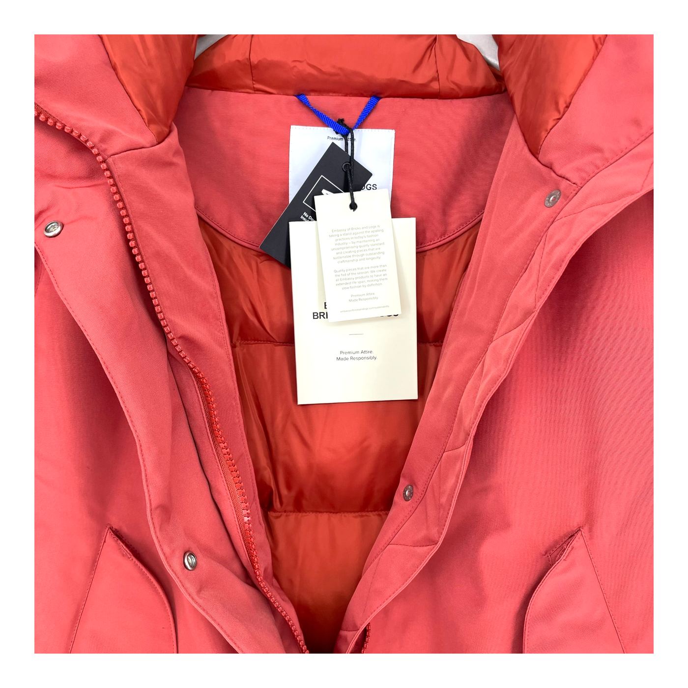 Embassy of Bricks and Logs riga parka jacket, brick red | unisex S