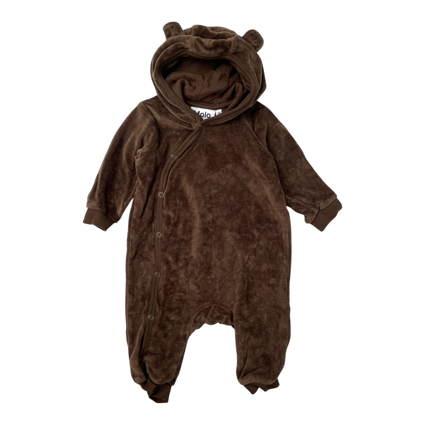 Molo bear ears fleece jumpsuit, brown | 68cm