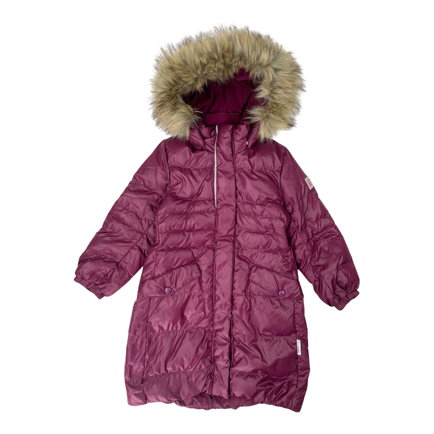 Reima satu down winter jacket, burgundy | 104cm