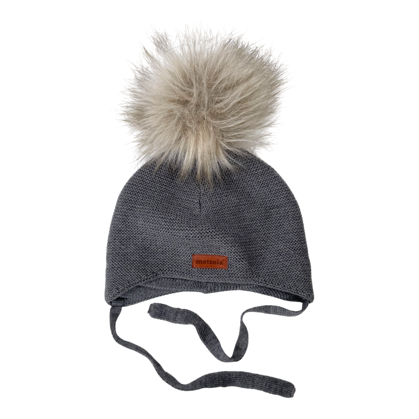 Metsola merino wool beanie with pom, grey | 2-6m