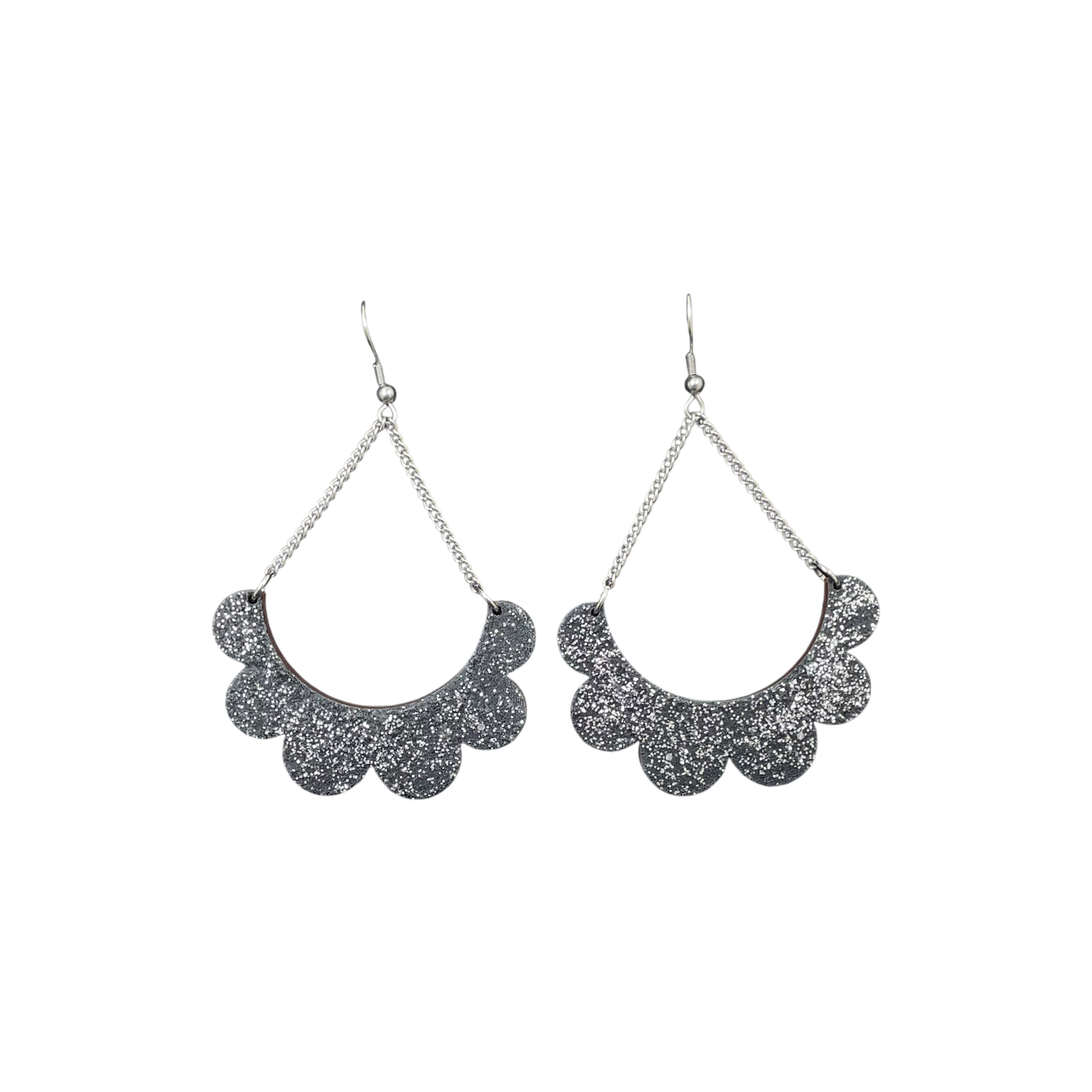 Maanantaimalli kaarella earrings, black glitter