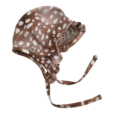 Kaiko frill jersey bonnet, copper bambi | 3-6m
