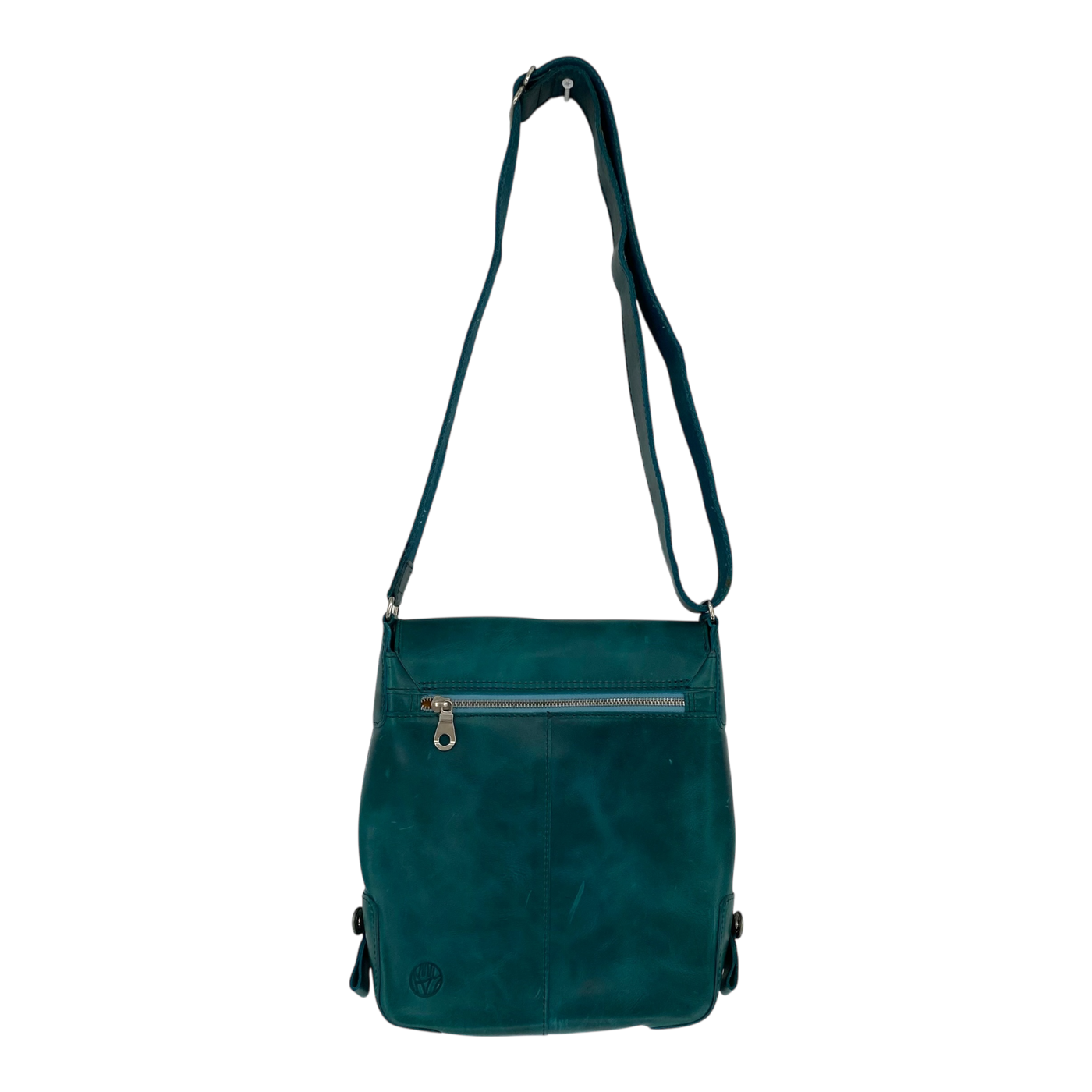 Harold's Bags leather messenger bag upend small, turquoise