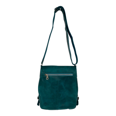 Harold's Bags leather messenger bag upend small, turquoise