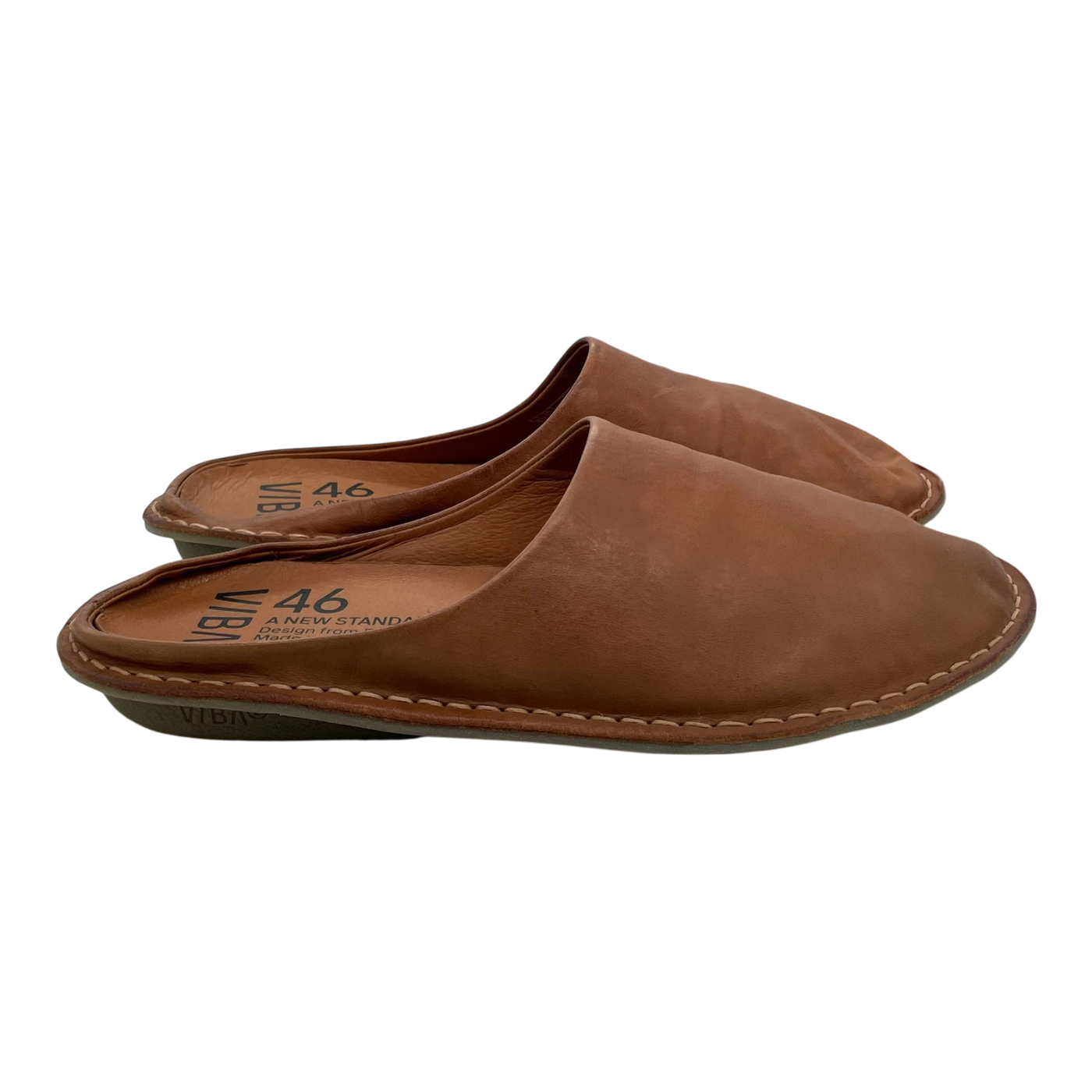 VIBAe Roma leather slippers, cognac brown | 46