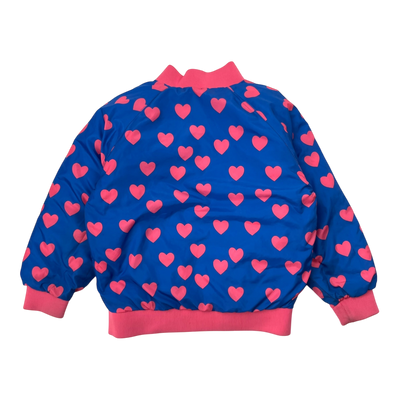 Mini Rodini reversible insulator jacket, pink hearts | 104/110cm