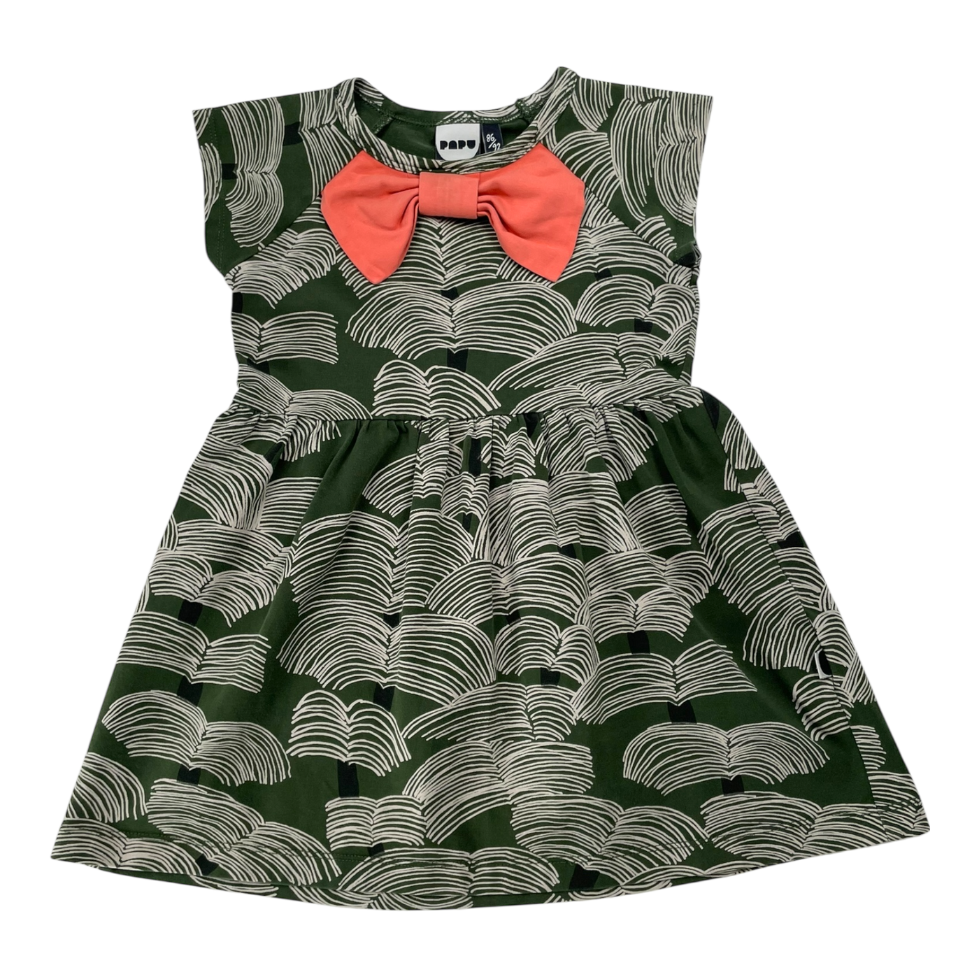 Papu bow dress, forest green | 86/92cm