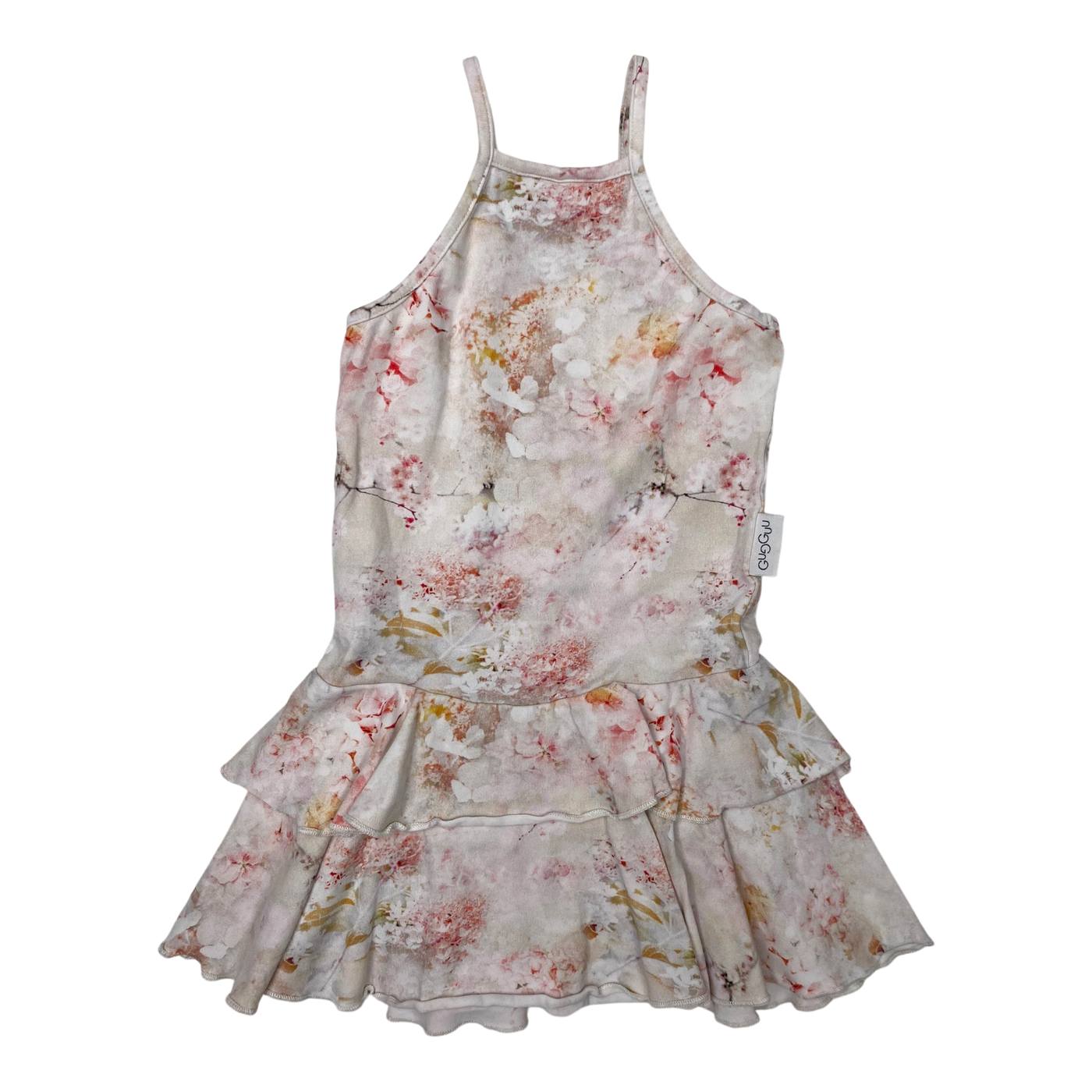 Gugguu spagetti frilla dress, flower | 92cm