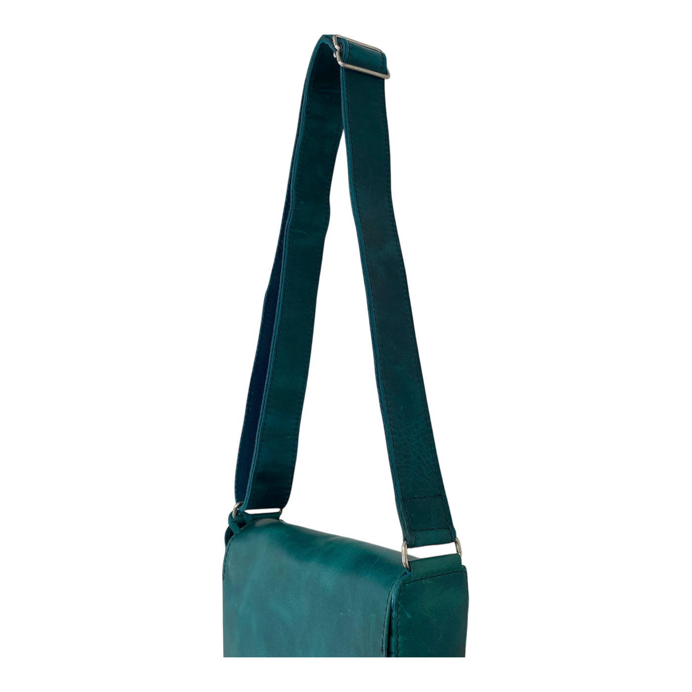Harold's Bags leather messenger bag upend small, turquoise