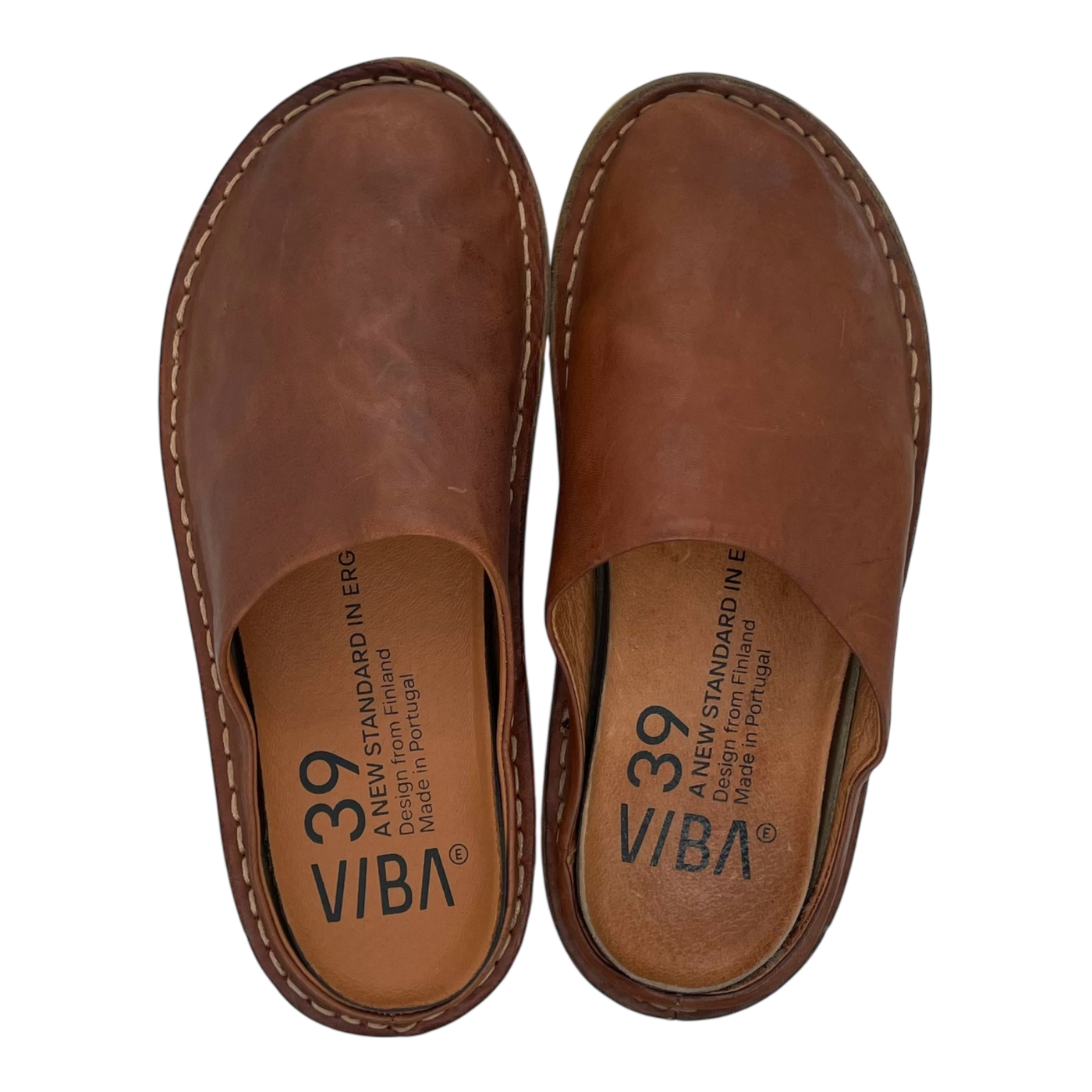 VIBAe Roma leather slippers, cognac brown | 39