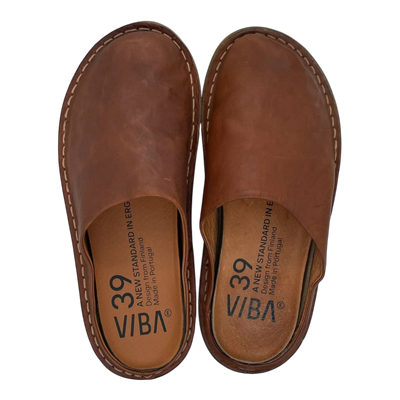 VIBAe Roma leather slippers, cognac brown | 39