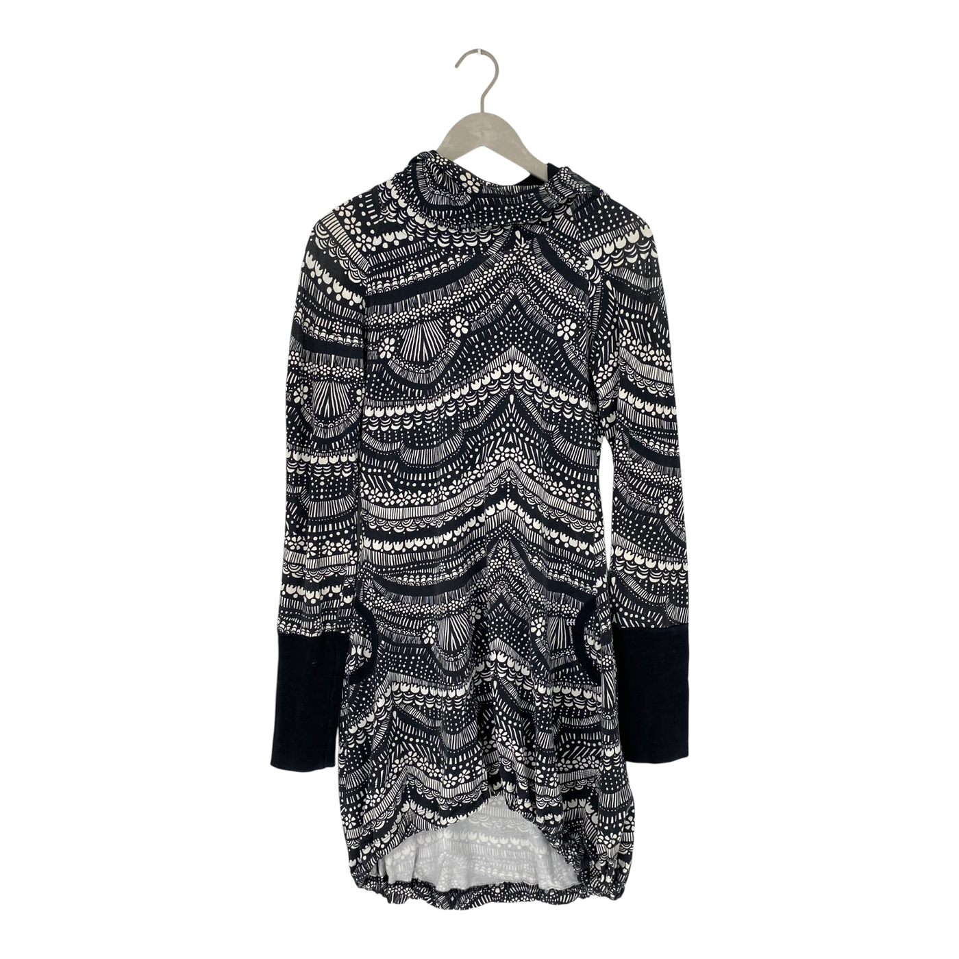Ommellinen hoodie tunic, black / white | woman M
